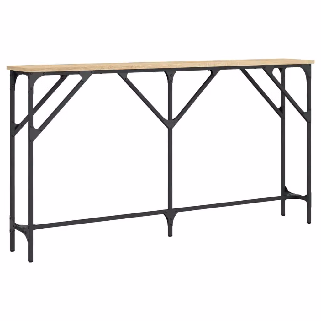 Berkfield Home Sonoma Oak Console Table in Brown, W/D/H: 140 x 23 x 75 cm – 2