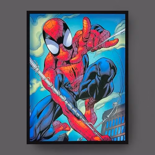 Menkind Marvel Comics Spider-Man LED Light Up Multicolour Canvas Wall Art W: 30 cm, H: 40 cm – 2