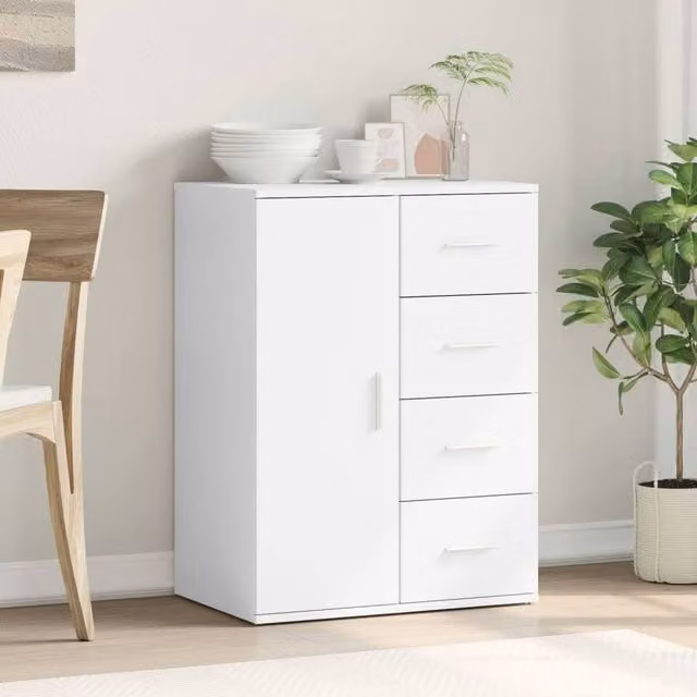Berkfield Home White Modern Sideboard in MDF, W/D/H: 59 x 39 x 80 cm – 1