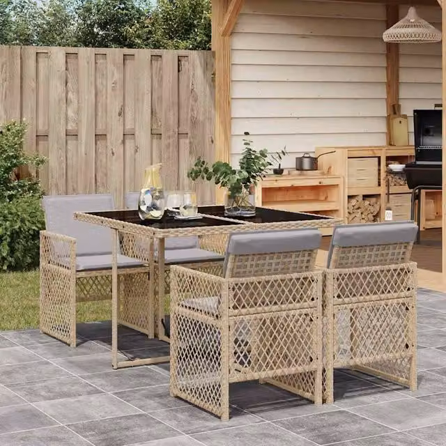 Berkfield Home Garden Dining Set in Beige