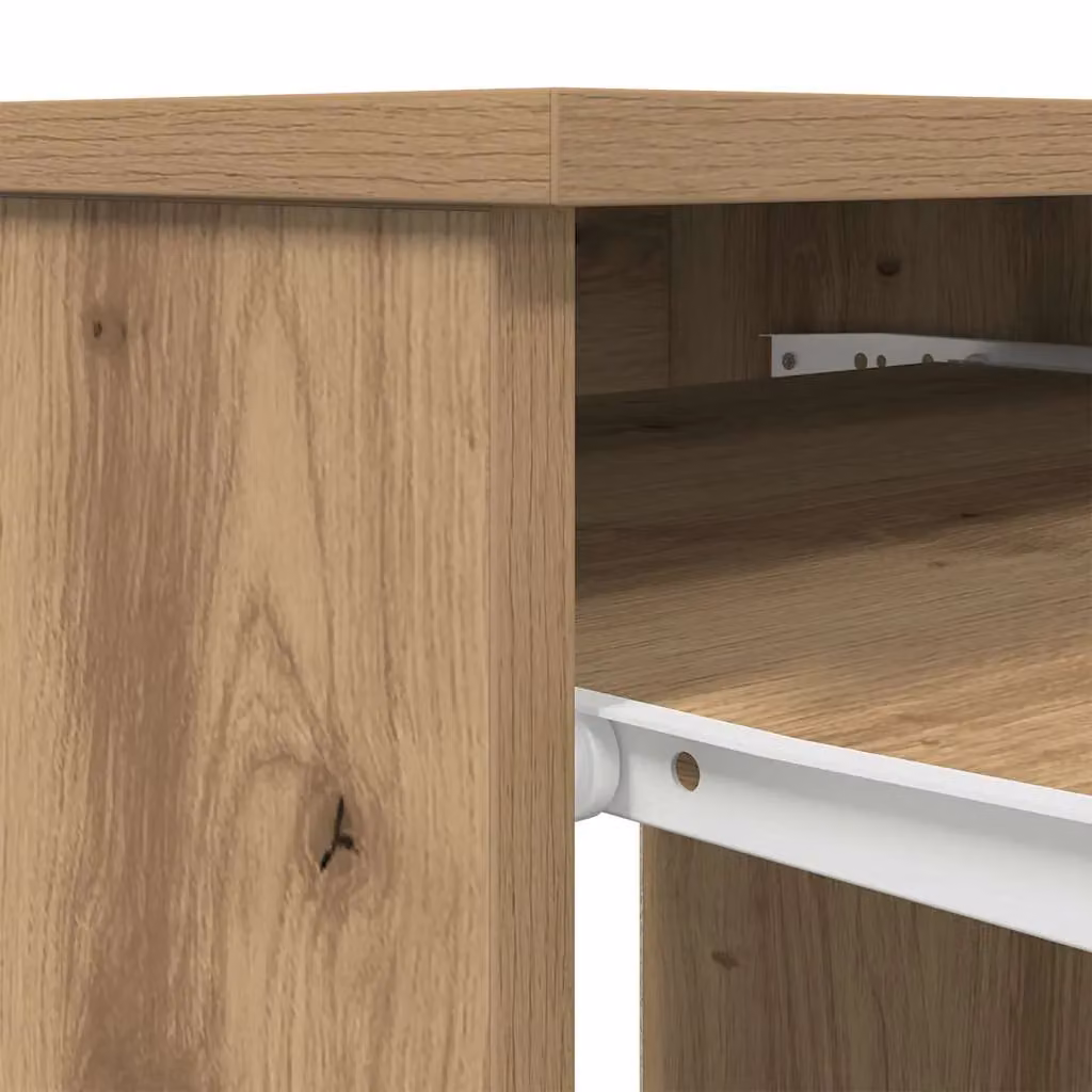 Berkfield Artisan Oak Writing Desk in Brown, W/D/H: 86 x 49 x 76 cm – 8
