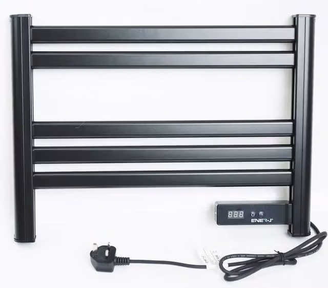 ENER-J Black Infrared Ladder Towel Rail Heater IP24 550W, Jet Black – 1