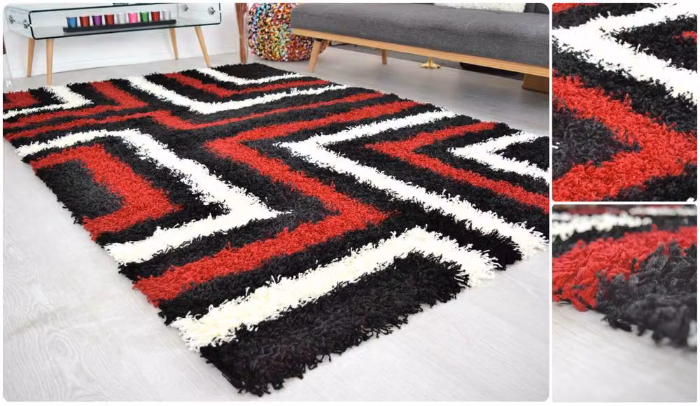 Bravich LTD Thick Shaggy Tides California Rug in Red and Multicolour, W: 80 cm x L: 150 cm – 2