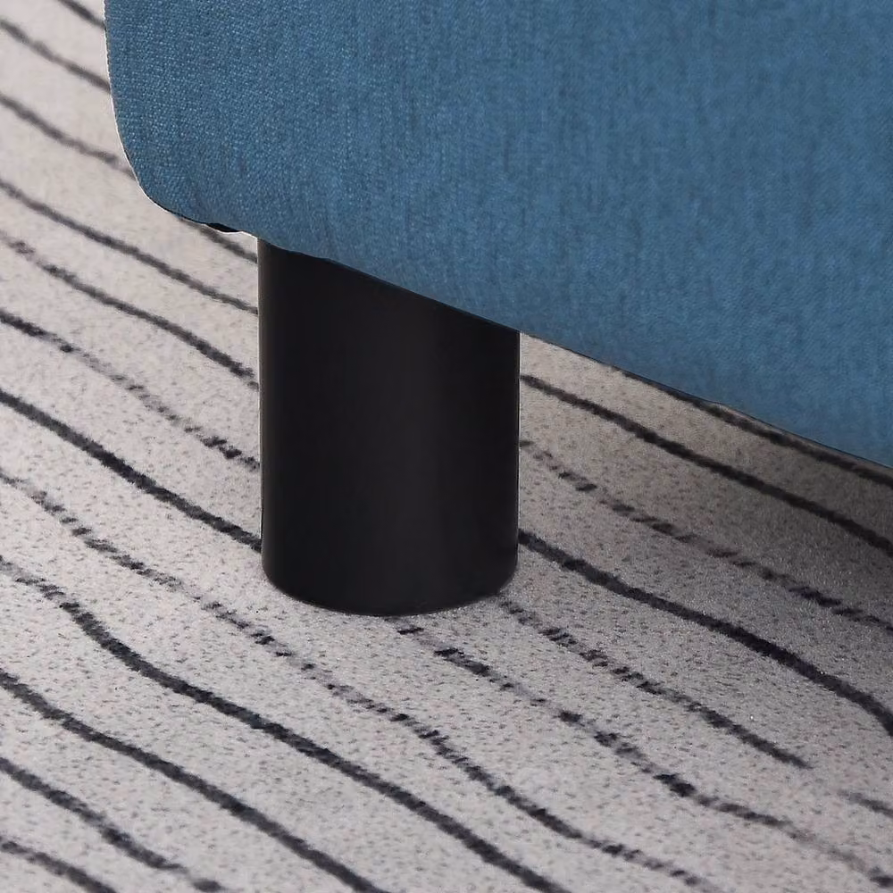 FORGEVIO Rectangular Footstool Ottoman in Blue Linen Fabric – 4