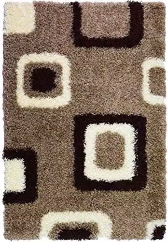 Bravich LTD Beige Geometric Shaggy Rug, W: 120 cm, D: 170 cm – 2