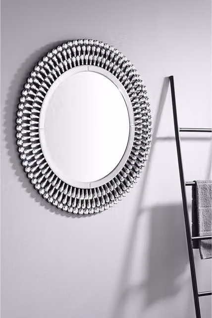 FurnitureboxUK Pearl Silver Round Glass Wall Mirror