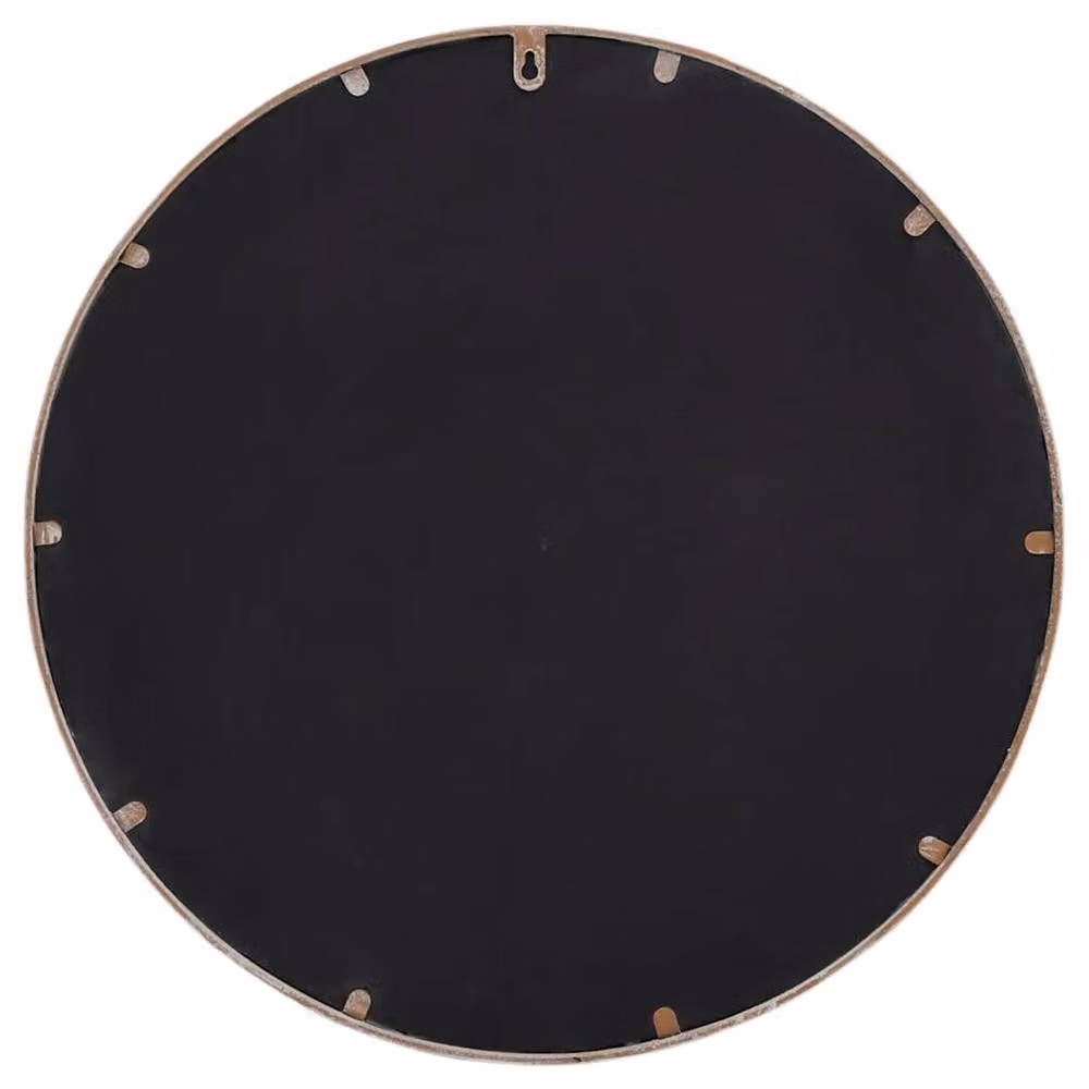 Berkfield Home Round Decorative Garden Mirror in Sand Beige, Metal and Glass, Diameter: 60 cm, Depth: 4 cm – 3