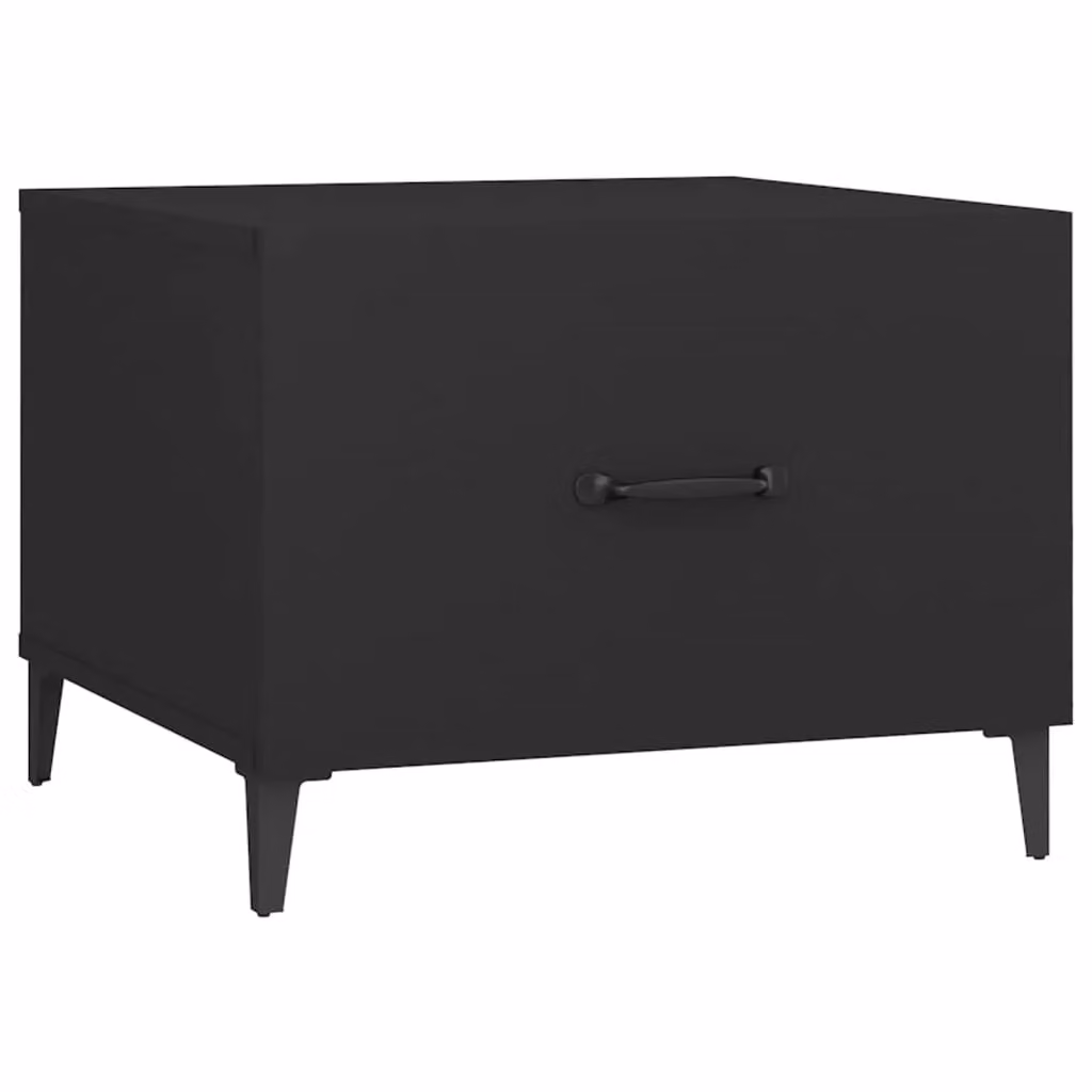 Berkfield Home Set of 2 Black Square Coffee Tables with Metal Legs, W/D/H: 50 x 50 x 40 cm – 4