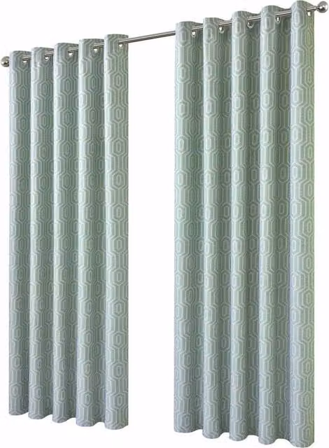New Edge Blinds Paris Jacquard Eyelet Blackout Curtains in Green, Width: 167 cm, Drop: 183 cm