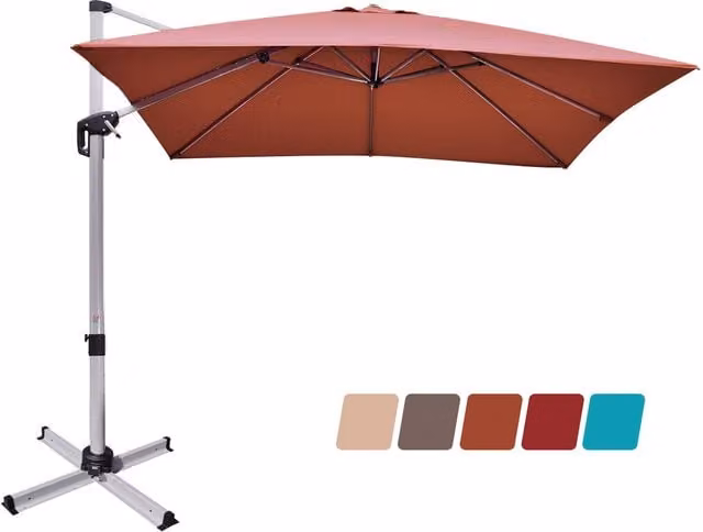 COSTWAY Orange Cantilever Outdoor Patio Offset Umbrella Parasol