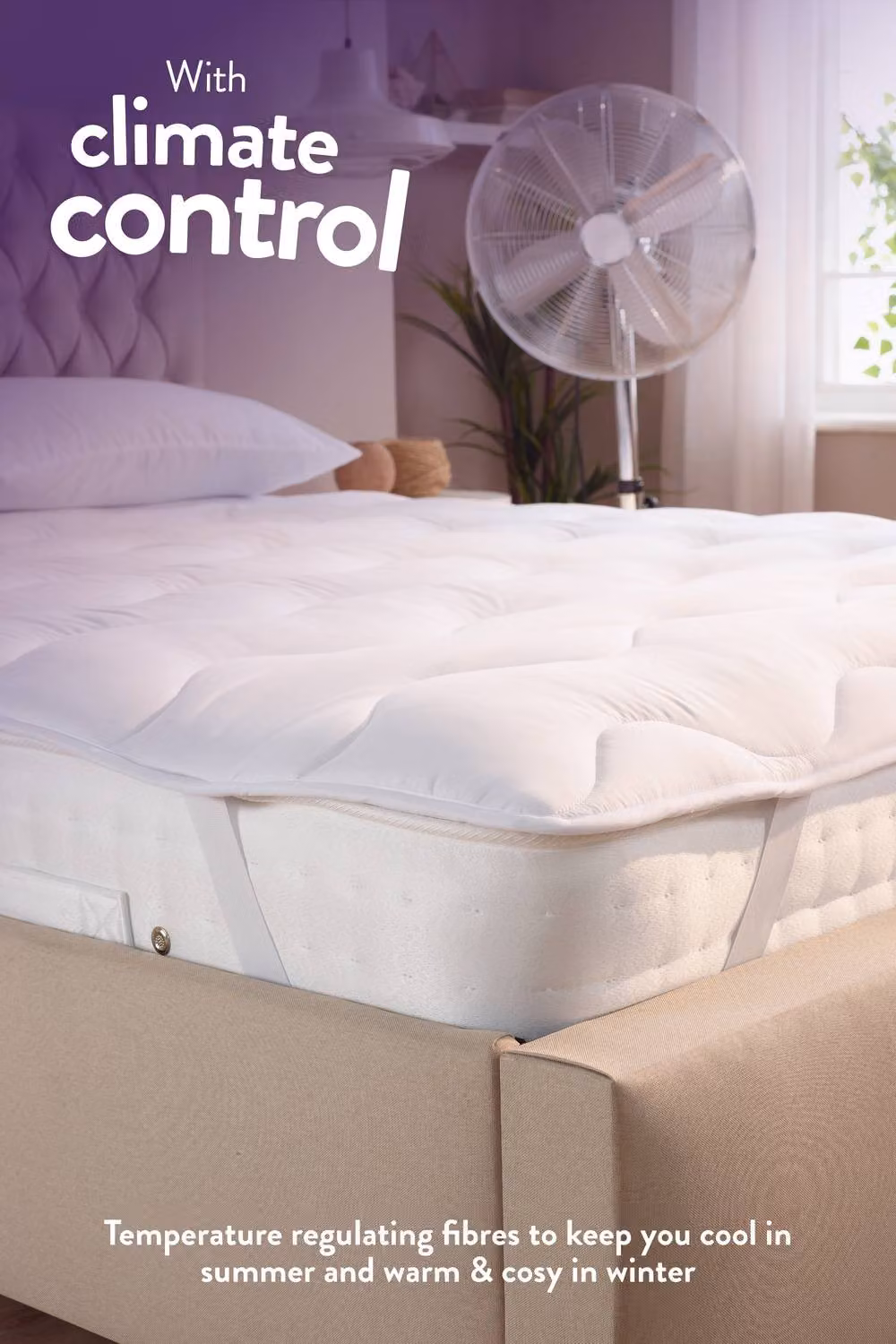 Slumberdown Sleep Soundly Climate Control Single Fitted Mattress Topper, White, Depth: 2.5 cm, W/D/H: 90 x 200 x 2.5 cm – 3