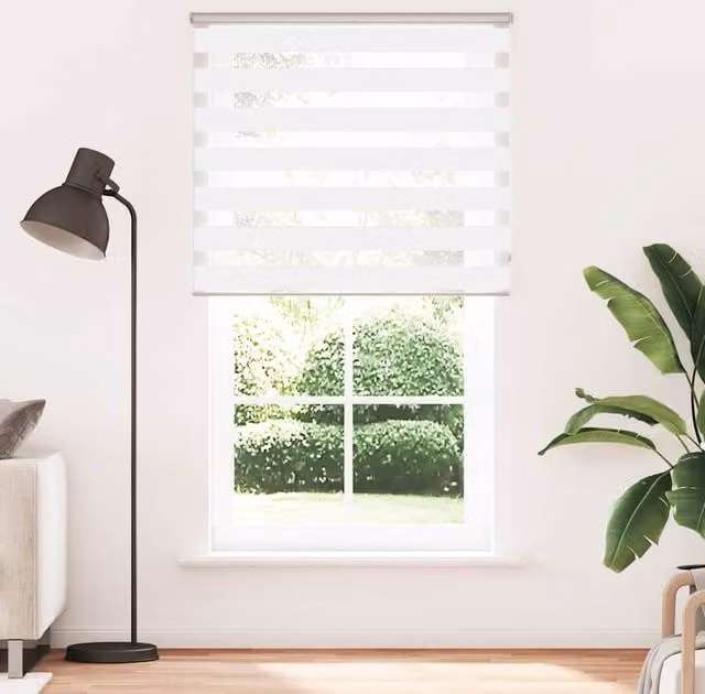 Berkfield Home White Zebra Day and Night Blind, W: 135 cm, H: 200 cm
