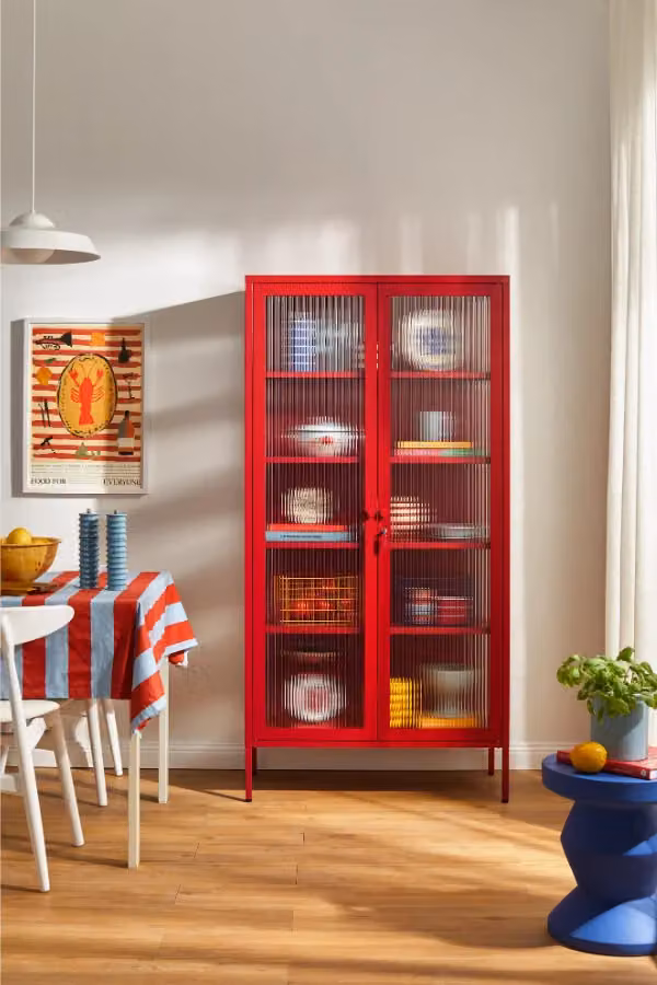 Mustard Made The Collector Glass Door Cabinet in Red, W/D/H: 85 x 40 x 170 cm – 2