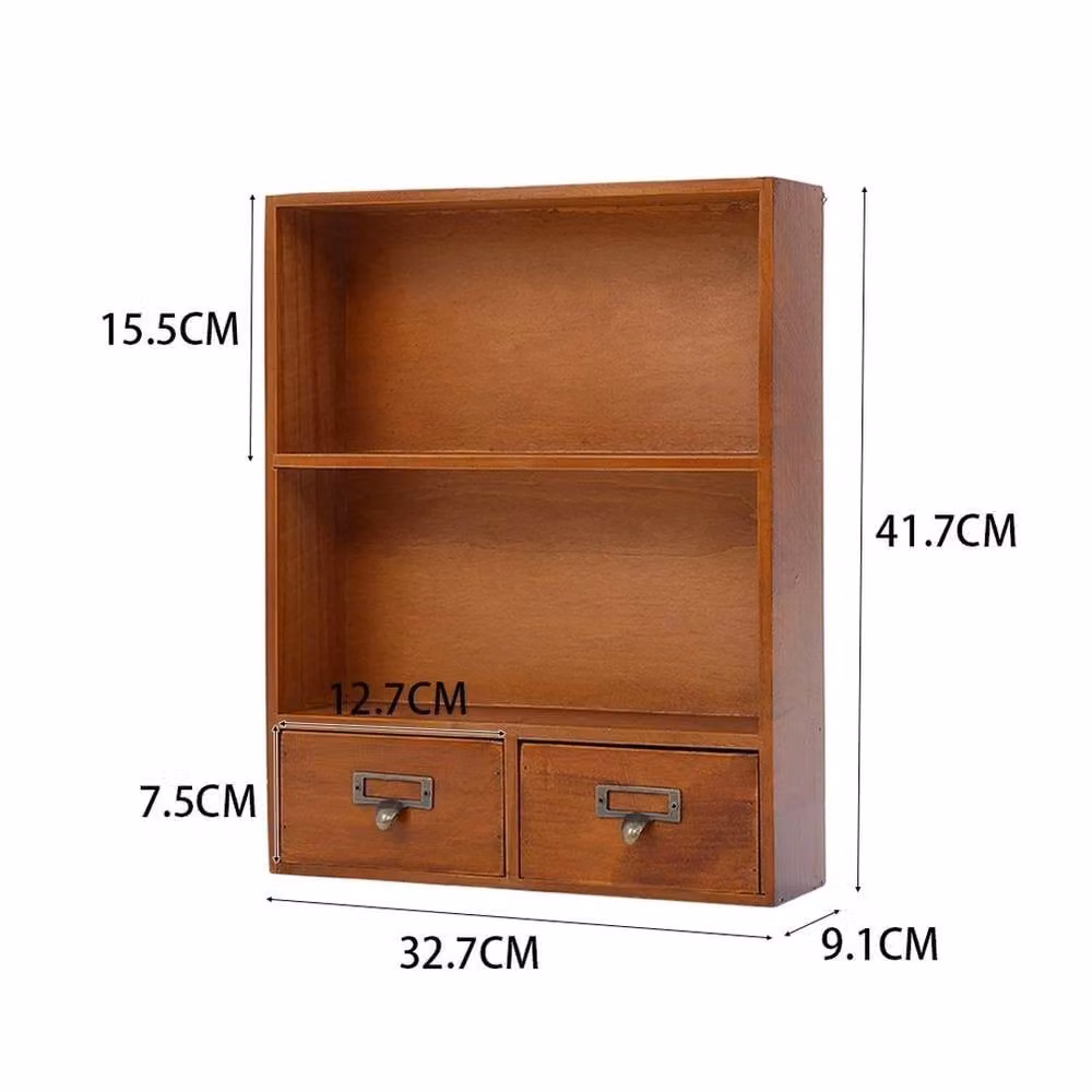 KORVIXA Vintage Wood Small Cabinet Storage Box in Brown W/D/H: 100 x 100 x 100 cm – 2