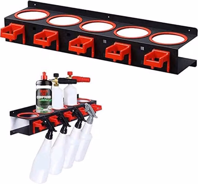 SPETLEK Black Wall Mounted Spray Bottle Holder and Aerosol Can Storage Rack – 1
