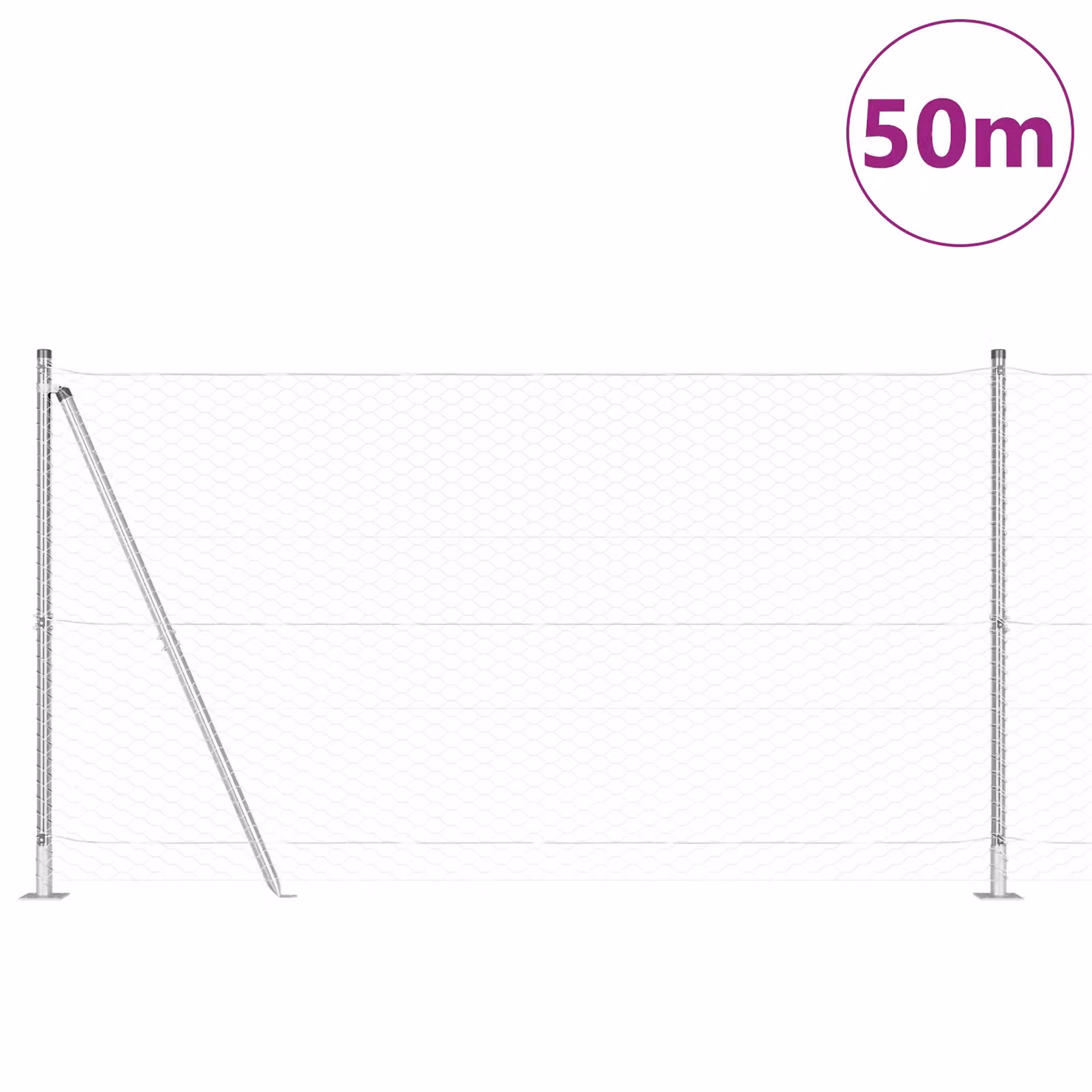 Berkfield Home Hexagon Fence in Silver Galvanised Steel, H: 120 cm x L: 50 m – 2