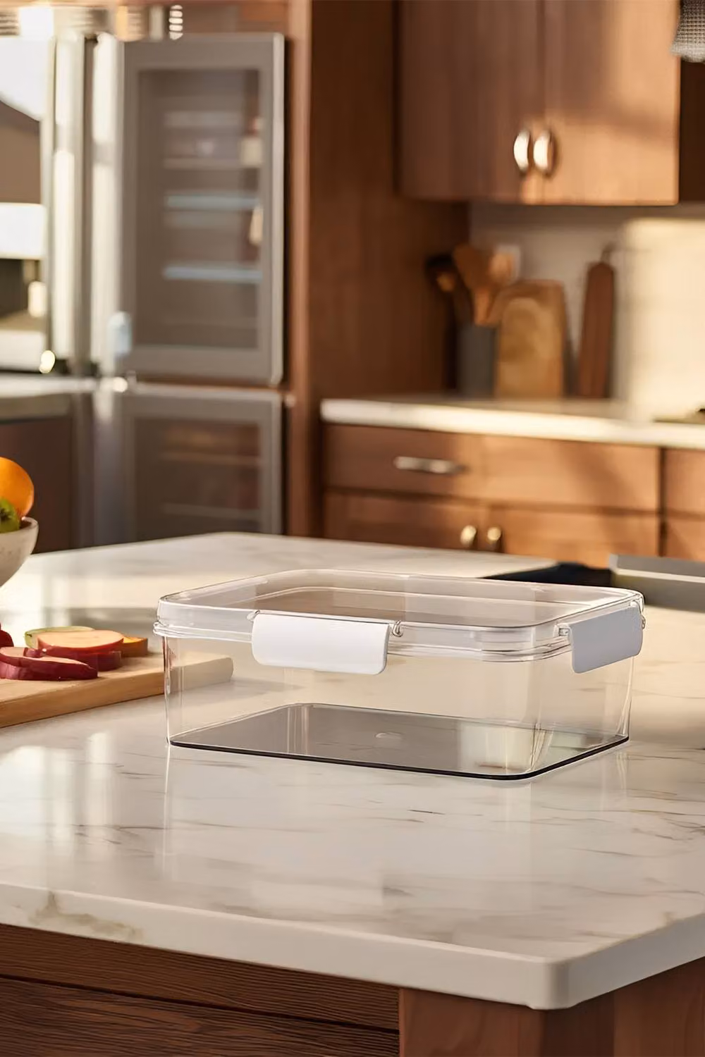 Living and Home 5-Piece Set of Transparent Plastic Fridge Food Storage Containers with Snap Lids – 4