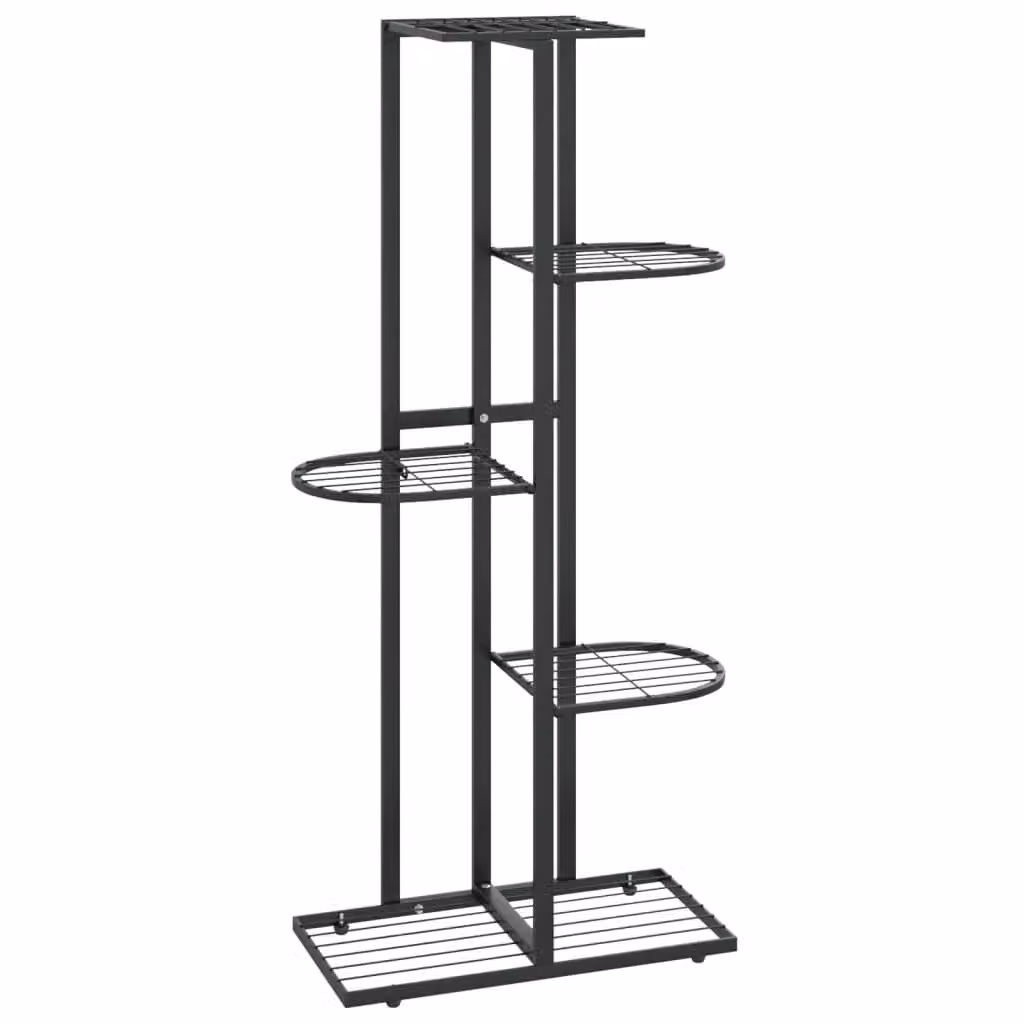 Berkfield Home 5-Floor Modern Metal Flower Stand in Matt Black, W/D/H: 43 x 22 x 98 cm – 2