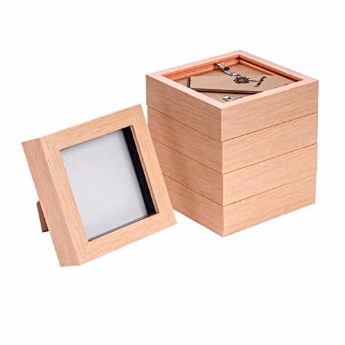 Nicola Spring 3D Shadow Box Photo Frames, Pack of 5, Brown, W/D/H: 10 x 10 x 3.5 cm