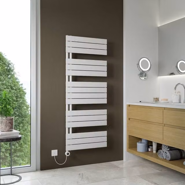 Bathroom Kingdom Mars Electric Designer Flat Panel Heated Towel Rail, White, H 149.5 cm x W 60 cm x D 6 cm – 1
