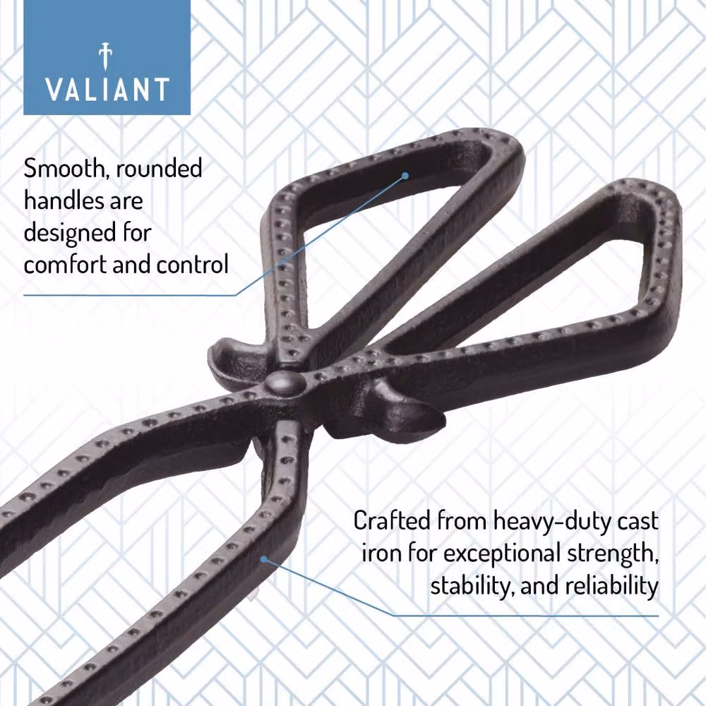 Valiant Fireside Bellows and Cast Iron Tongs in Black and Grey – 3