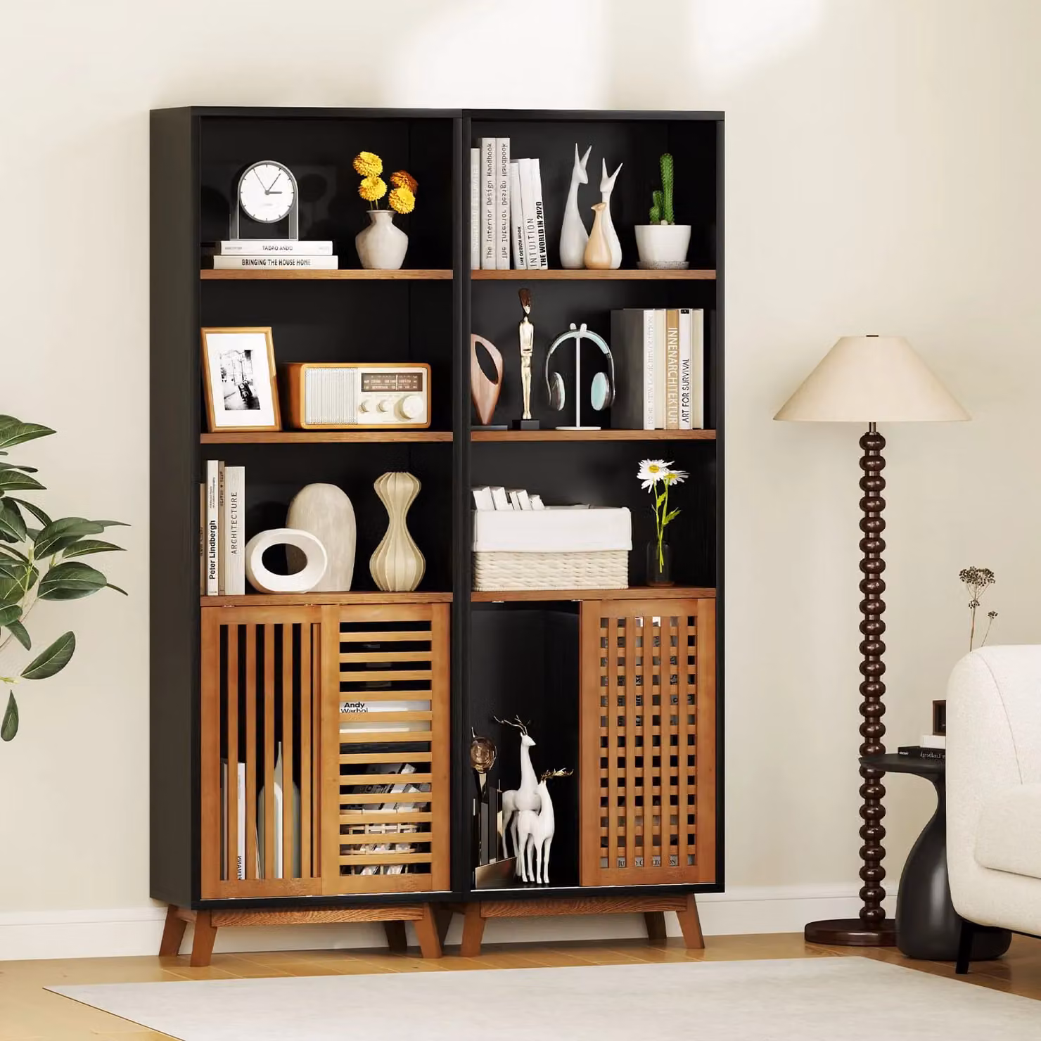 Costway 5-Tier Bookshelf with Reversible Adjustable Shelves in Brown – 9