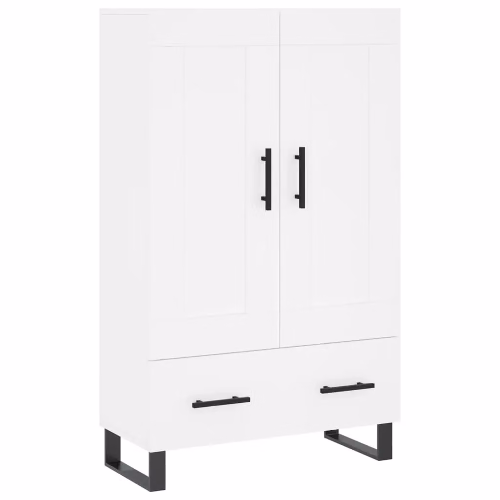 Berkfield Home Modern White Highboard with Hinged Doors and Drawers, W/D/H: 69.5 x 31 x 115 cm – 2