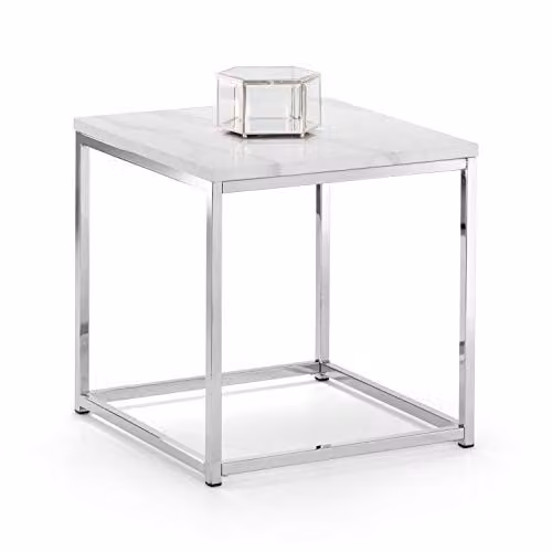 Julian Bowen Scala Square Side Table in White and Silver