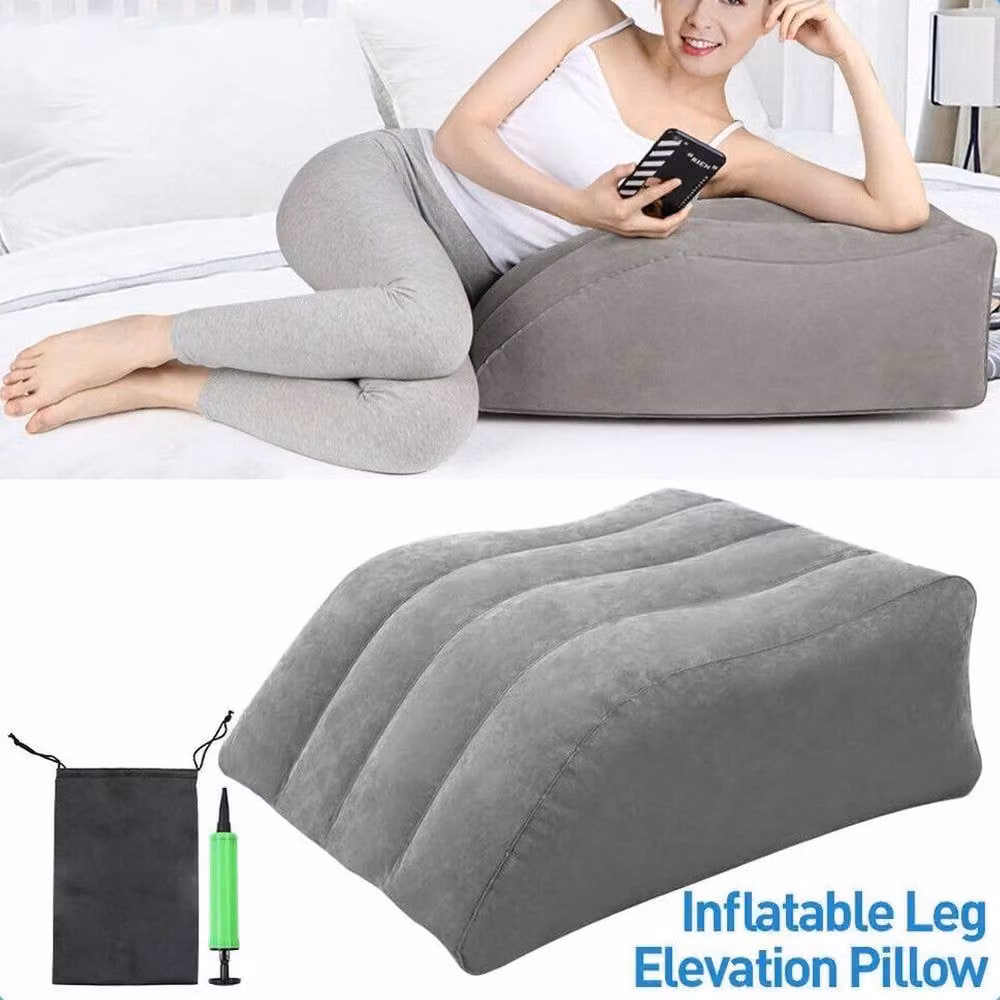 FLAVORA Inflatable Leg Elevation Wedge Pillow in Grey, Cot Size – 4