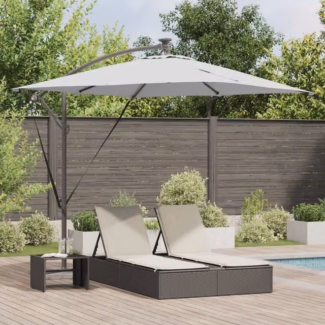 Berkfield Home Cantilever Banana Parasol in Brown and Sand, W/D/H: 249 x 249 x 250 cm