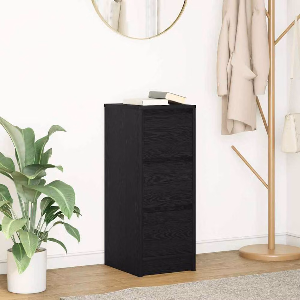 Berkfield Home Black Oak Sideboard, W/D/H: 29.5 x 34 x 76 cm – 2
