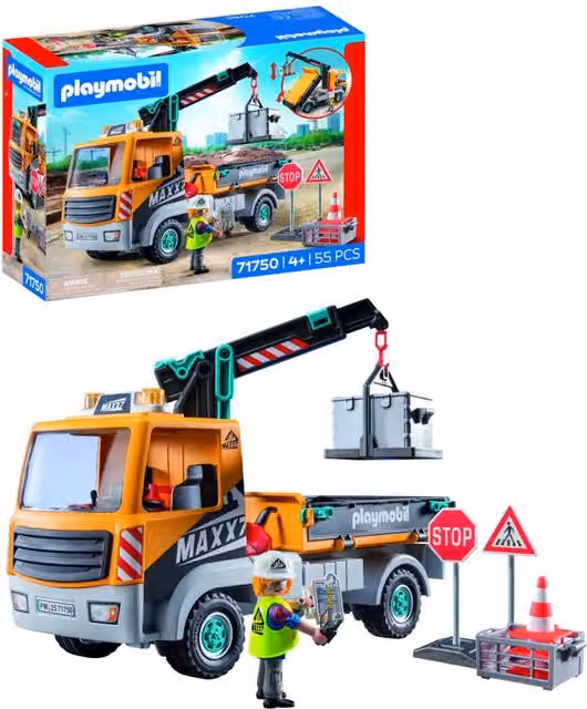 Playmobil Construction Truck with Crane Playset in Yellow
