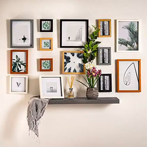 Nicola Spring 3D Shadow Box Photo Frames, Pack of 5, Grey with White 10 x 15 cm Mounts – 3