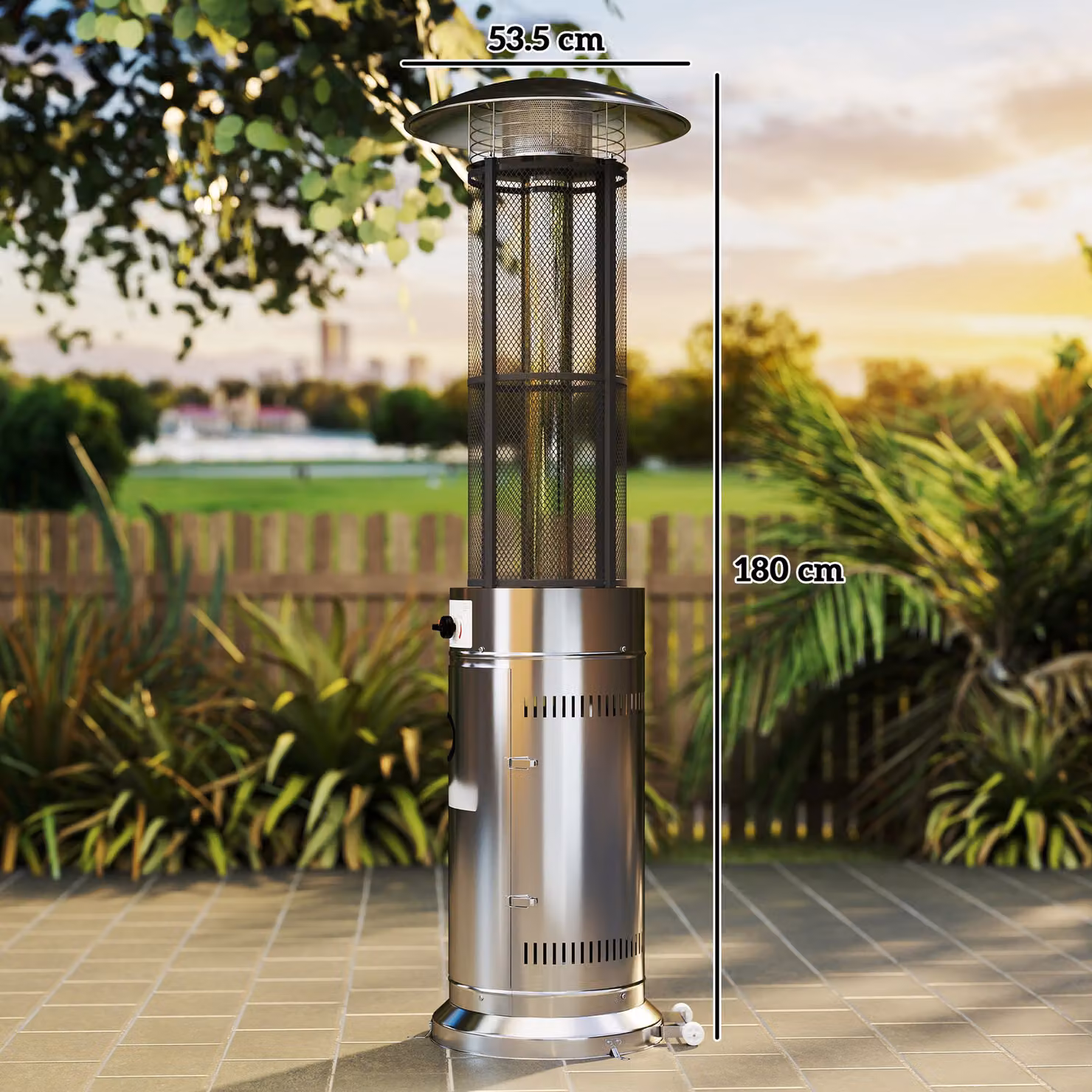 Outsunny 11kW Adjustable Gas Patio Heater in Silver Metal, Height: 180 cm – 3