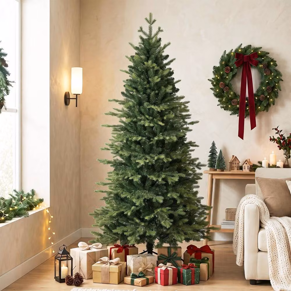 HOMCOM Geneva Fir Hinged Christmas Tree in Green, Height: 180 cm – 2