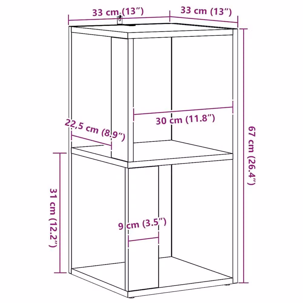 Berkfield Home Classic Corner Cabinet in Artisan Oak, Brown, W/D/H: 33 x 33 x 67 cm – 2