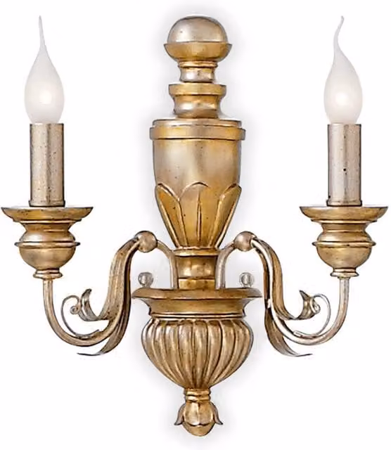 Ideal Lux Dora 2 Light Indoor Candle Wall Light in Antique Brass