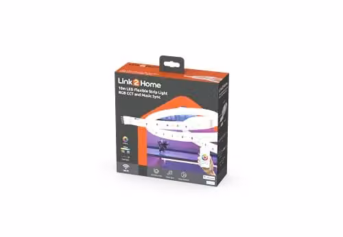 Link2Home RGB LED Flexible Strip Light, 10m, Multicolour, with WiFi, Bluetooth, Music Sync, and Alexa or Google Assistant Voice Control