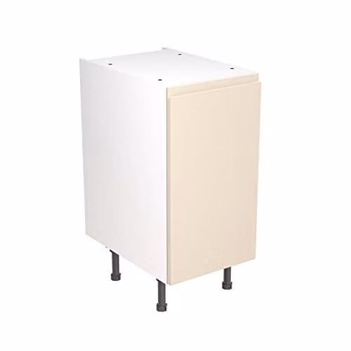 Kitchen Kit Cashmere Gloss J-Pull Flatpack Base Cabinet with Soft Close Doors and Internal Shelves, W/D/H: 40 x 57 x 87 cm