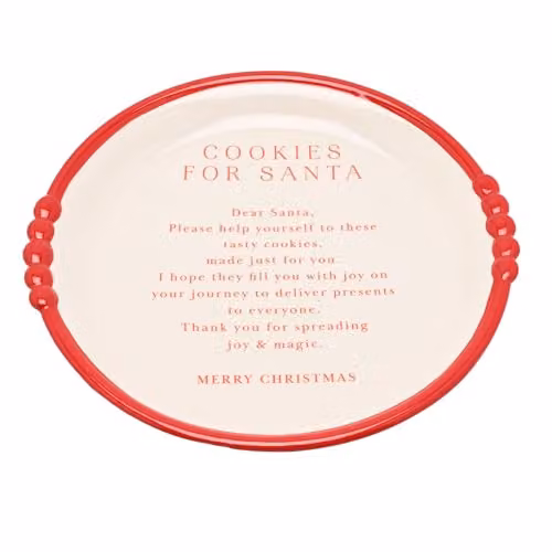 Widdop and Co Large Ceramic Christmas Serving Plate in Red and White, Diameter: 30 cm