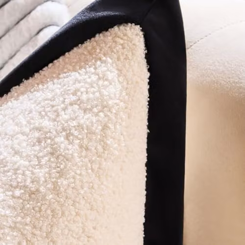 OHS Pack of 2 Boucle Square Cushion Covers with Oxford Edge, White and Black, W/D/H: 45 x 45 x 45 cm – 2