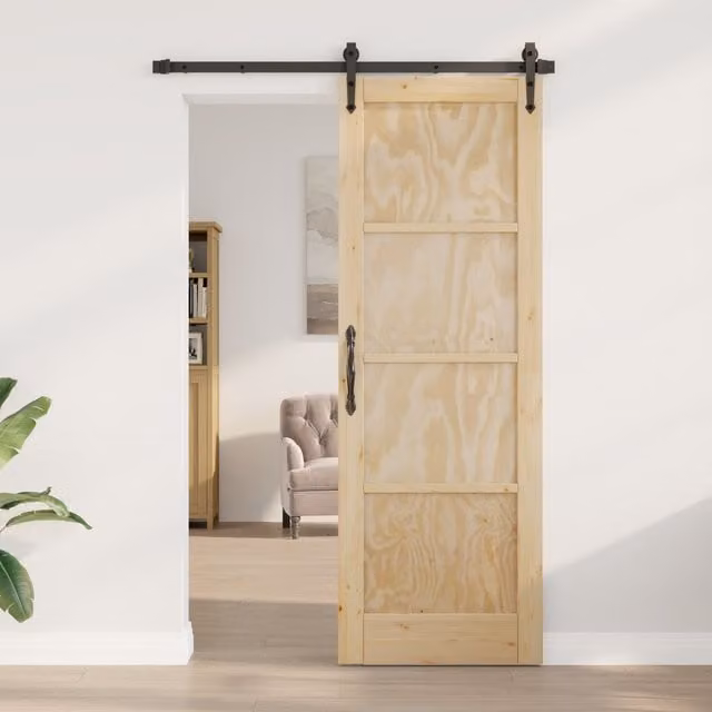 Berkfield Orkdal Minimalist Sliding Interior Door in Beige Solid Pine, W/D/H: 73.5 x 4 x 211 cm