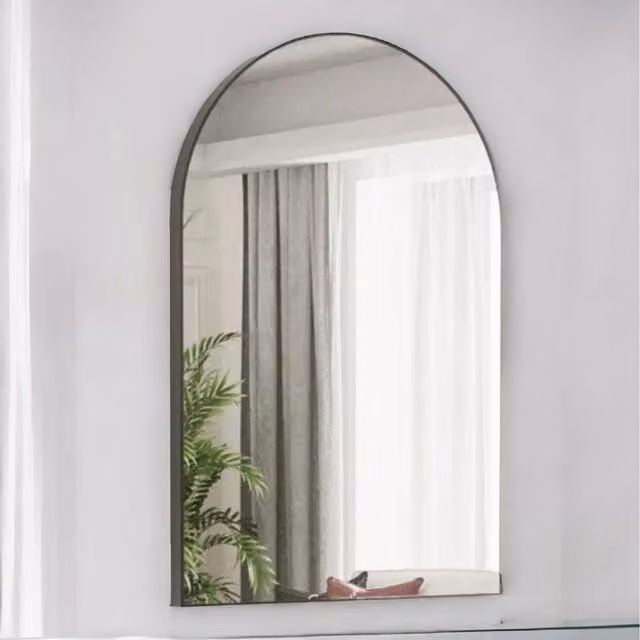 Pirlo Plush Modern Black Metal and Glass Wall Mirror
