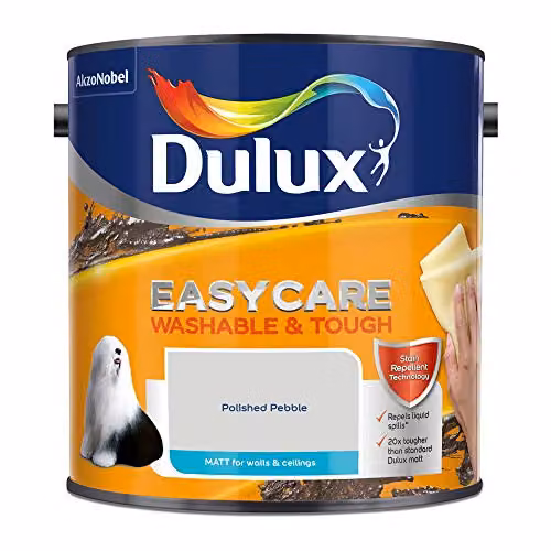 Dulux Easycare Washable and Tough Matt Emulsion Paint for Walls and Ceilings, Polished Pebble Grey, 2.5 Litres – 2