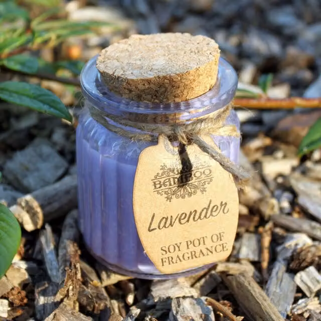 KDMK Lavender Soy Fragrance Candle, Purple Floral Tabletop Pot, 20 g