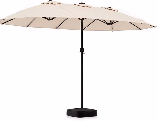 COSTWAY Double Sided Cantilever Outdoor Patio Umbrella in White Polyester