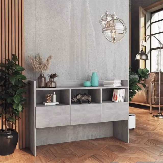 Berkfield Home Sideboard in Concrete Grey, W/D/H: 105 x 30 x 70 cm – 1