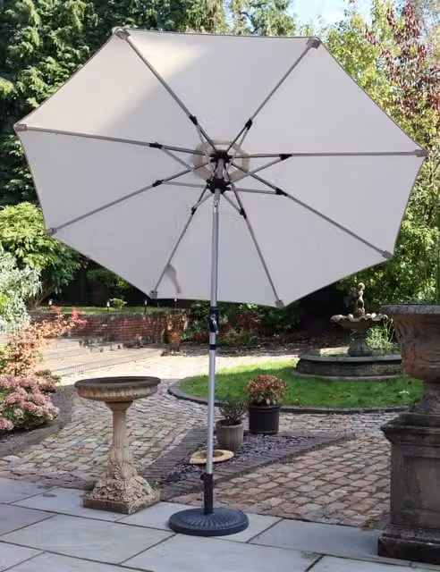 Royalcraft Ivory Crank and Tilt LED Strip Parasol with Aluminium Frame and Polyester Canopy