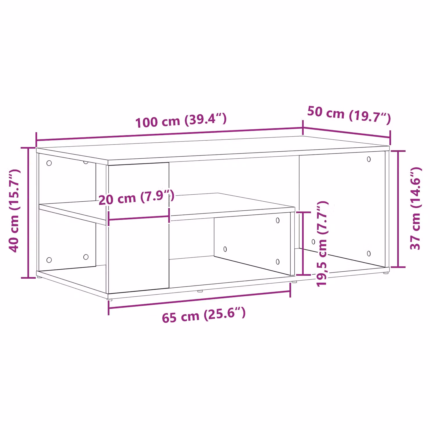 Berkfield Home Modern Black Oak Coffee Table, W/D/H: 100 x 50 x 40 cm – 4