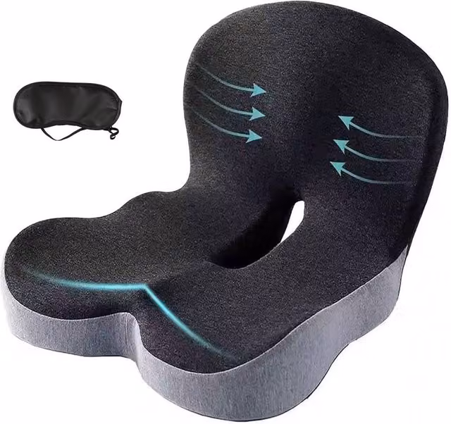 Ventryn Contoured Memory Foam Seat and Back Support Cushion in Black
